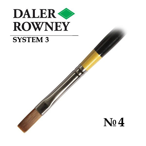 DALER & ROWNEY SYSTEM 3 BRUSH SYNTHETIC HAIR LONG HANDLE FLAT SY44 NO 4