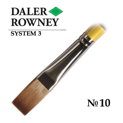 DALER & ROWNEY SYSTEM 3 BRUSH SYNTHETIC HAIR LONG HANDLE FLAT SY44 NO 10