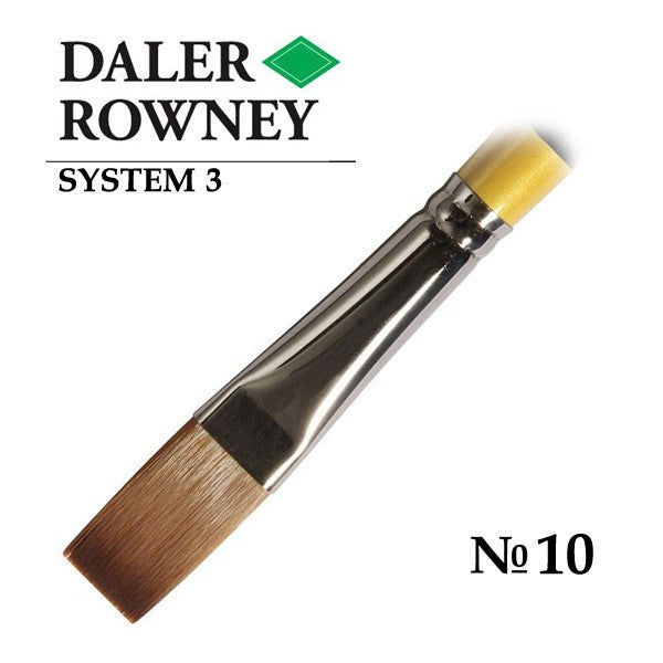 DALER & ROWNEY SYSTEM 3 BRUSH SYNTHETIC HAIR LONG HANDLE FLAT SY44 NO 10