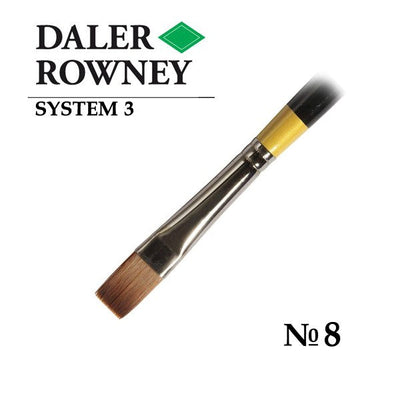 DALER & ROWNEY SYSTEM 3 BRUSH SYNTHETIC HAIR LONG HANDLE BRIGHT SY41 NO 8