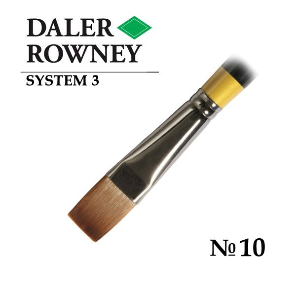 DALER & ROWNEY SYSTEM 3 BRUSH SYNTHETIC HAIR LONG HANDLE BRIGHT SY41 NO 10