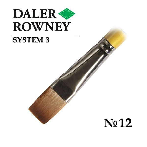 DALER & ROWNEY SYSTEM 3 BRUSH SYNTHETIC HAIR LONG HANDLE BRIGHT SY41 NO 12