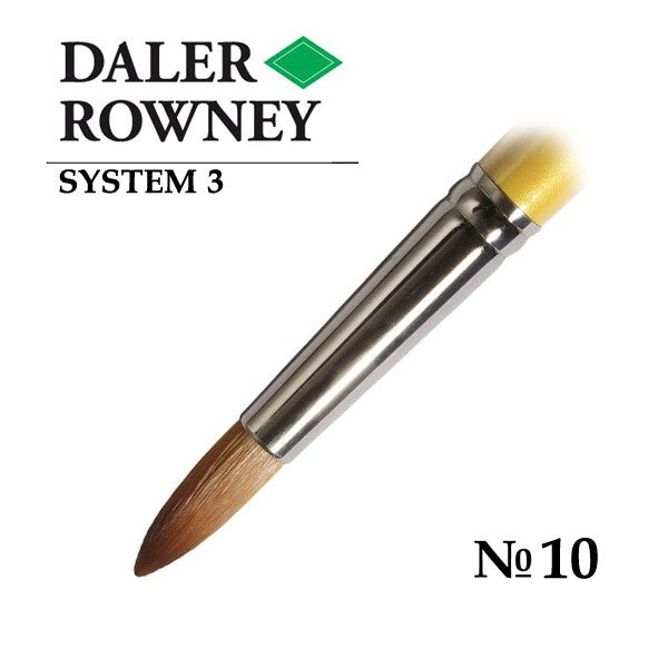 DALER & ROWNEY SYSTEM 3 BRUSH SYNTHETIC HAIR LONG HANDLE ROUND SY45 NO 10