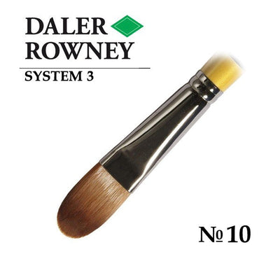 DALER & ROWNEY SYSTEM 3 BRUSH SYNTHETIC HAIR LONG HANDLE FILBERT SY42 NO 10