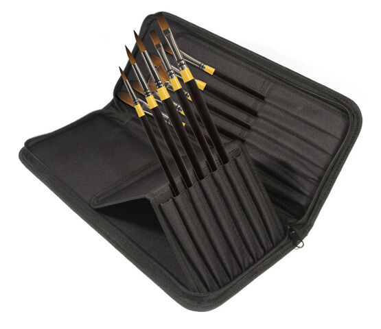 DALER & ROWNEY SYSTEM 3 BRUSH ZIP CASE LONG HANDLE SET OF 10